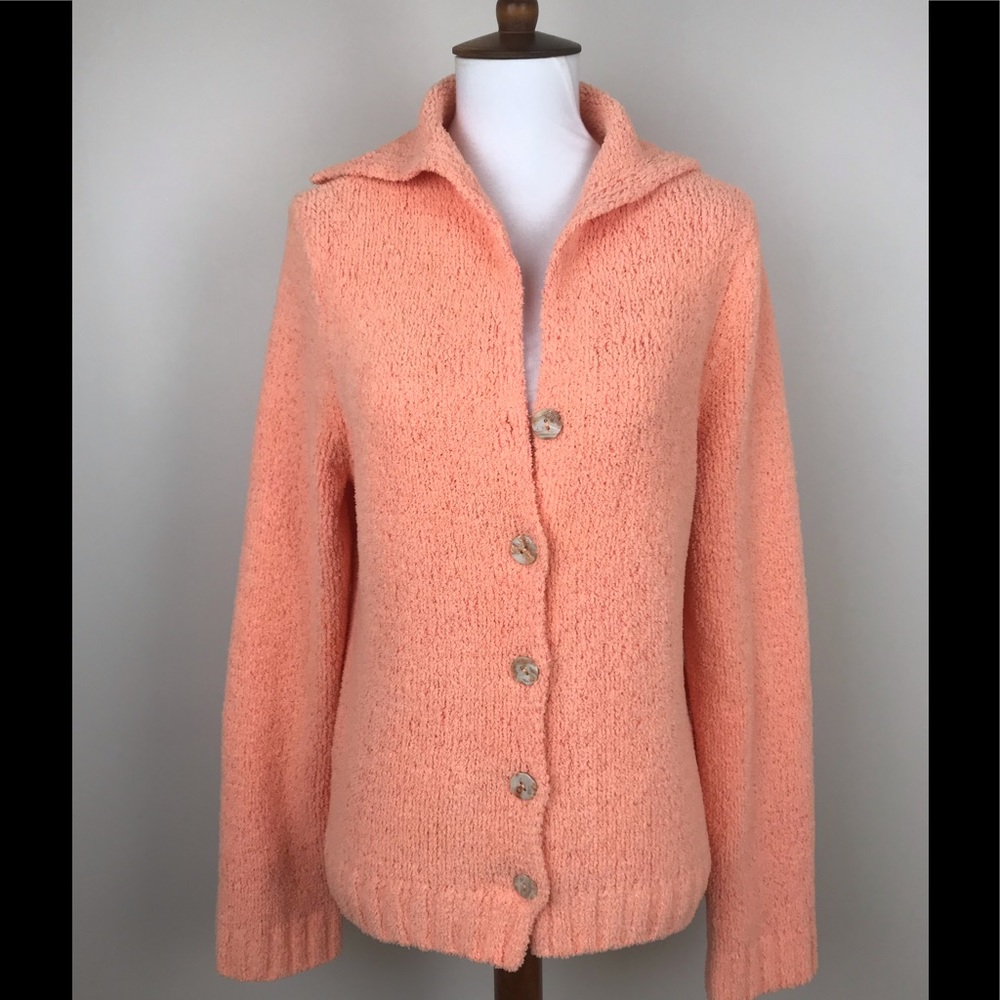 Sigrid Olsen sweater cardigan Peach SO SOFT!